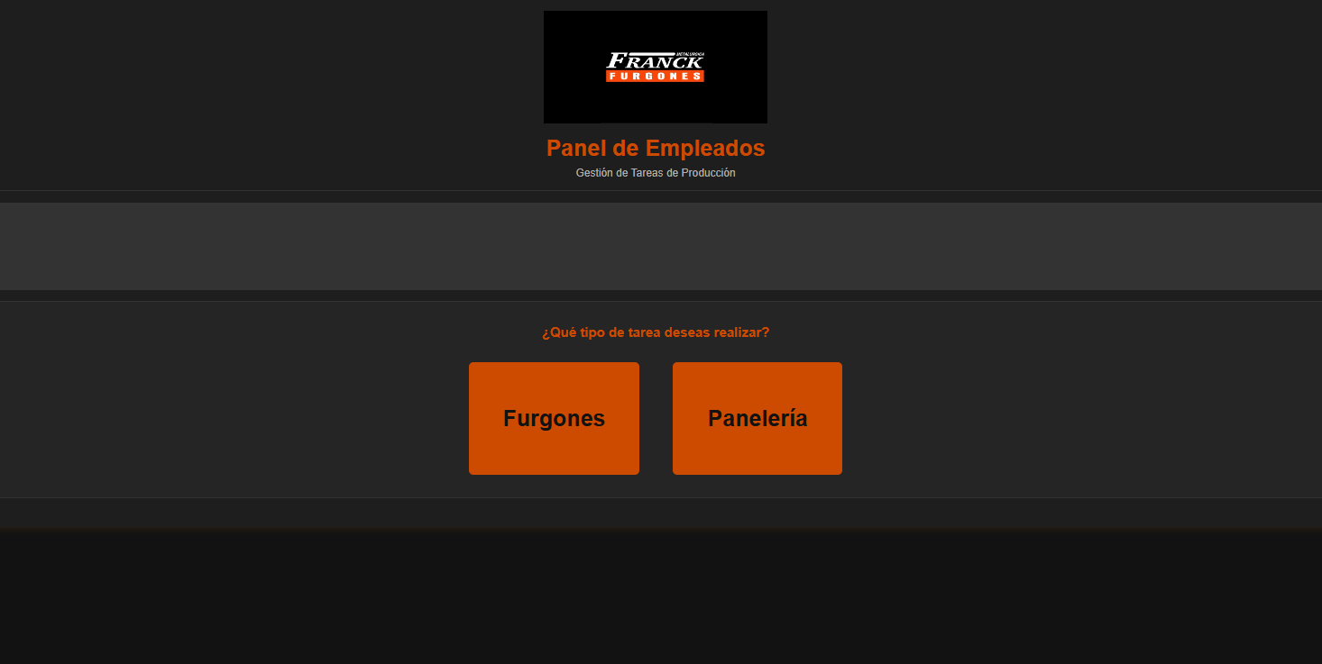 Selección de área en el Panel de Empleados